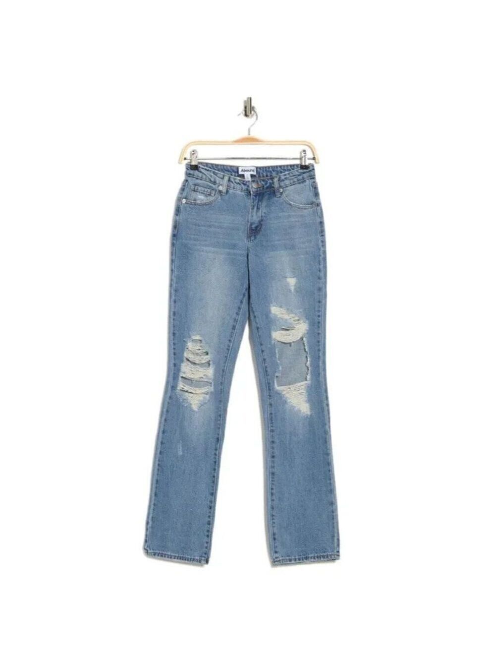 ABOUND Bnwot Blue "Losse Straight" Jeans New Relaxed Distressed